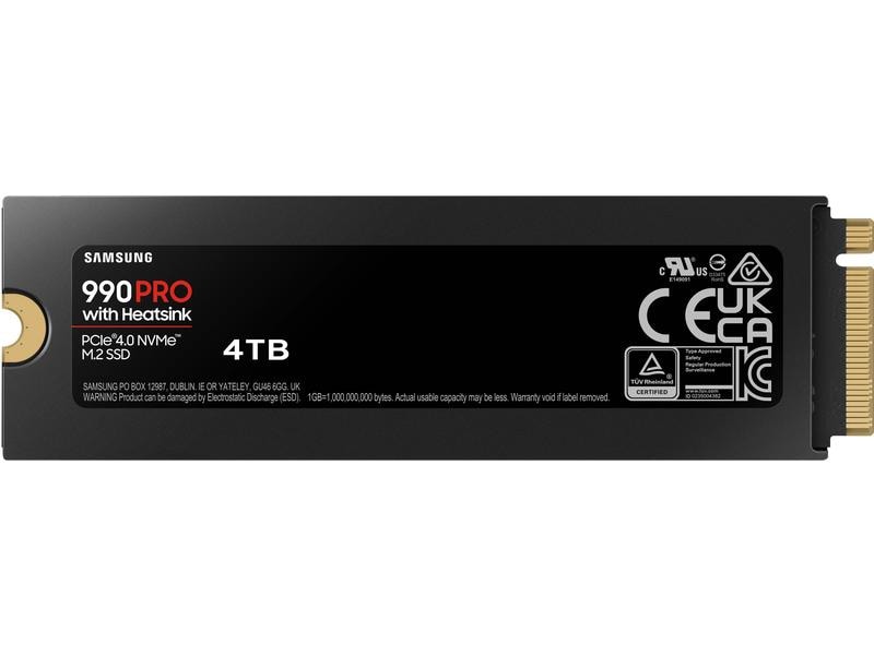 Samsung SSD 990 PRO Heatsink M.2 2280 NVMe 4000 GB M. 2-Solid State Drive für Gamer mit 4000 GB und Kühlkörper