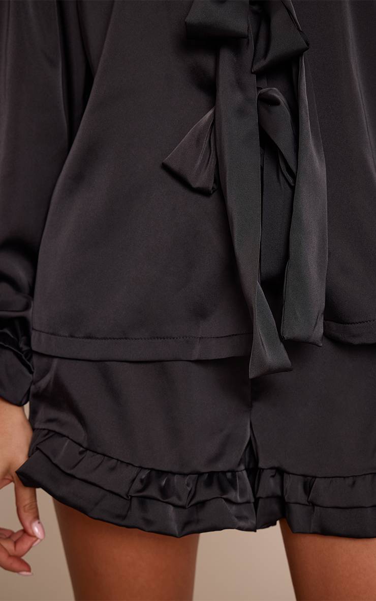 Noir Pyjama À Volants Avec Nœud À Nouer