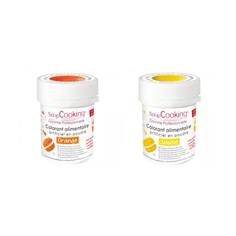 2 colorants alimentaires en poudre - orange-jaune Scrapcooking