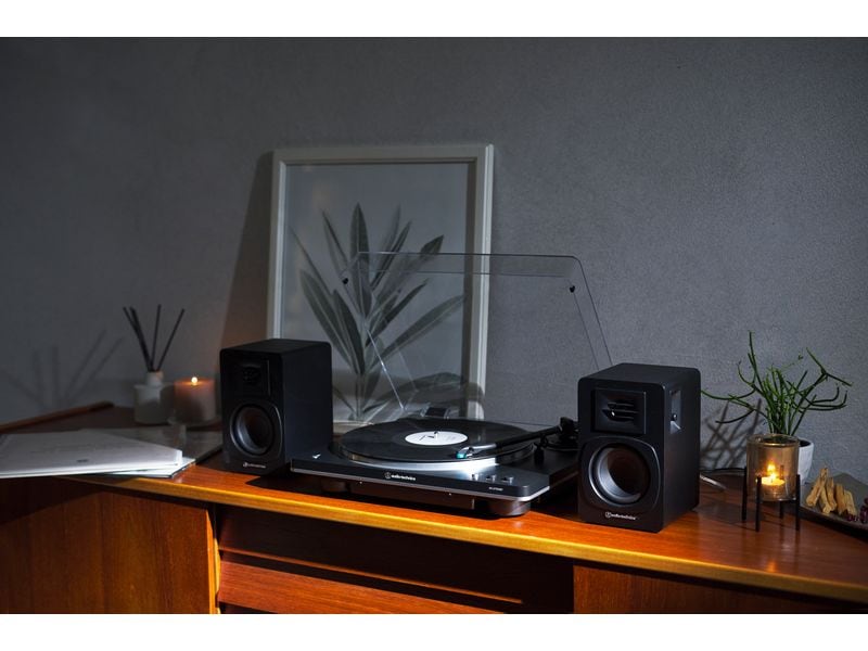 Audio-Technica Plattenspieler AT-LP70XBTBS Schwarz Vollautomatischer, kabelloser Plattenspieler mit Riemenantrieb
