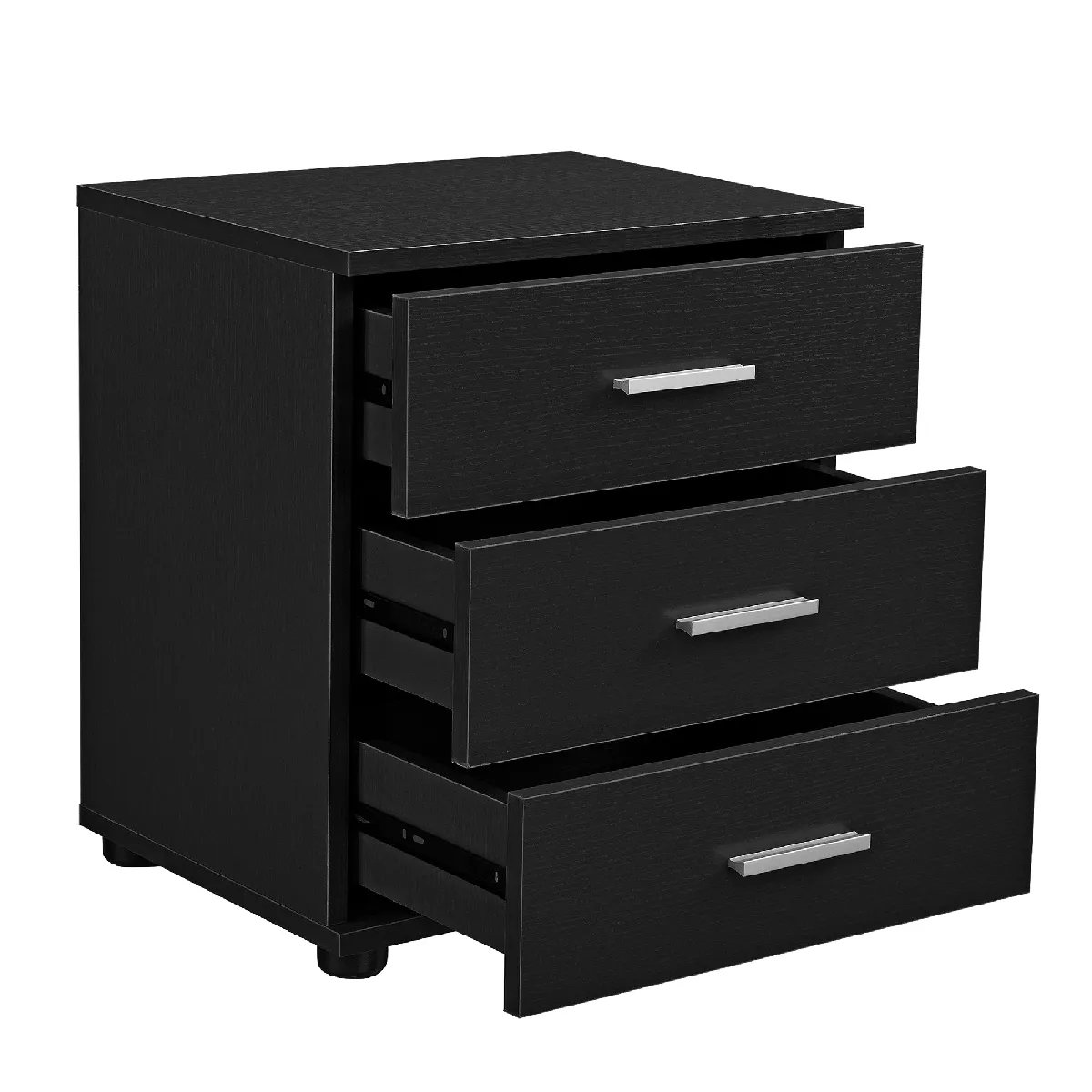 Helloshop26 Table de chevet 3 tiroirs - Noir