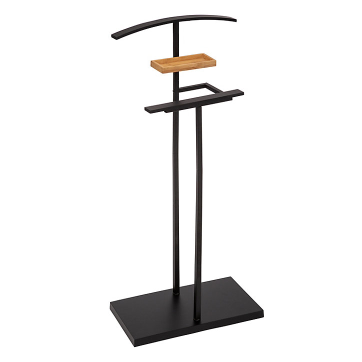 Valet avec vide poche 5Five H. 114,3 cm métal noir et bambou