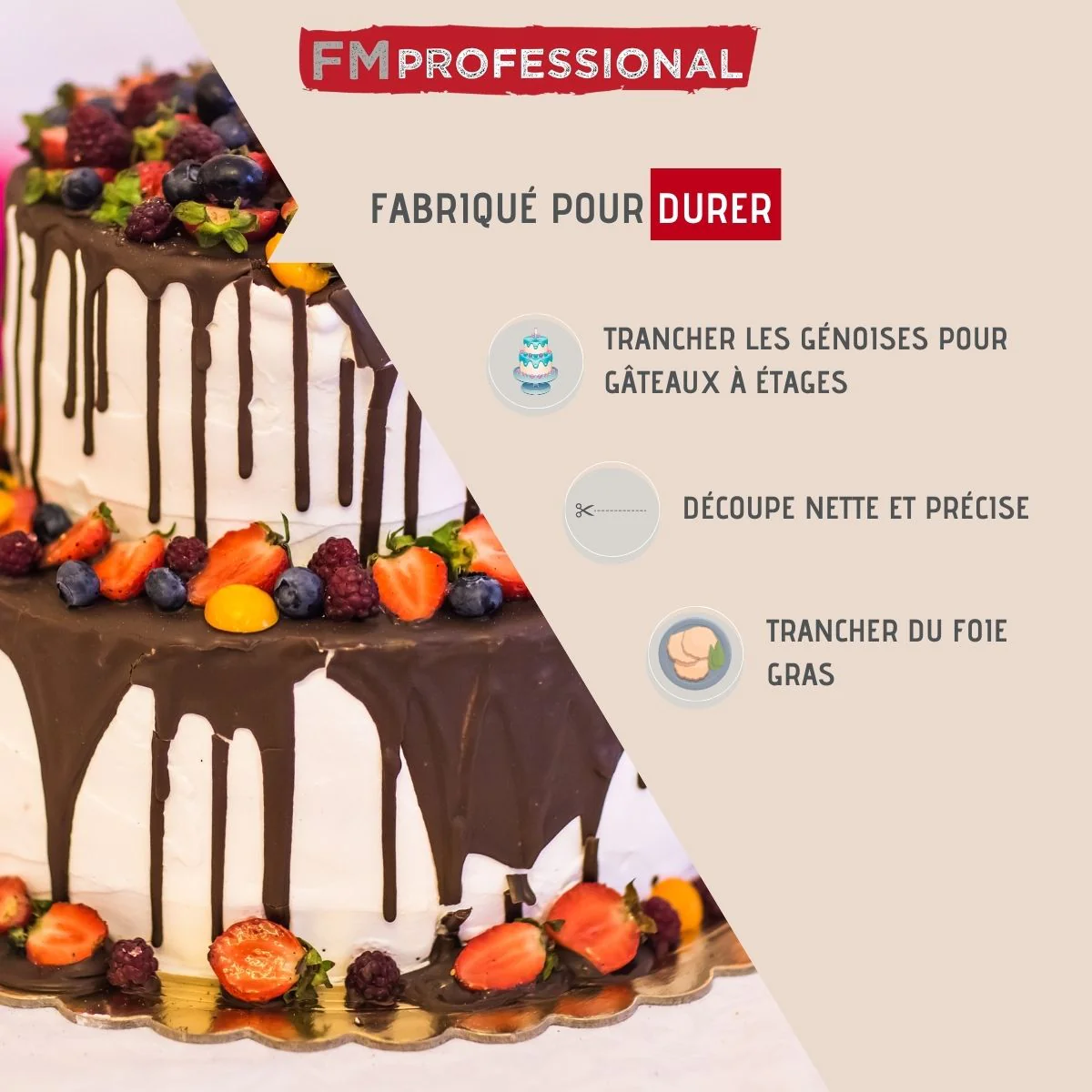 Trancheur à gâteau avec deux fils de rechange Pâtisserie FM Profession