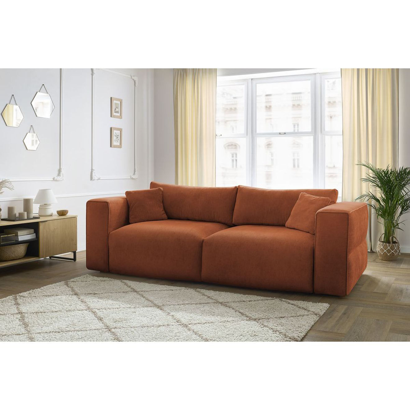 Bobochic Canapé convertible coffre ezechiel rouge - 265x109x82 cm