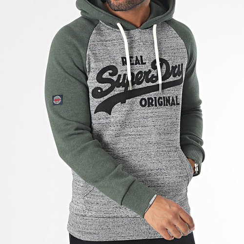 Sweat Capuche Athletic Vintage Logo M2013128A Gris Chiné Vert
