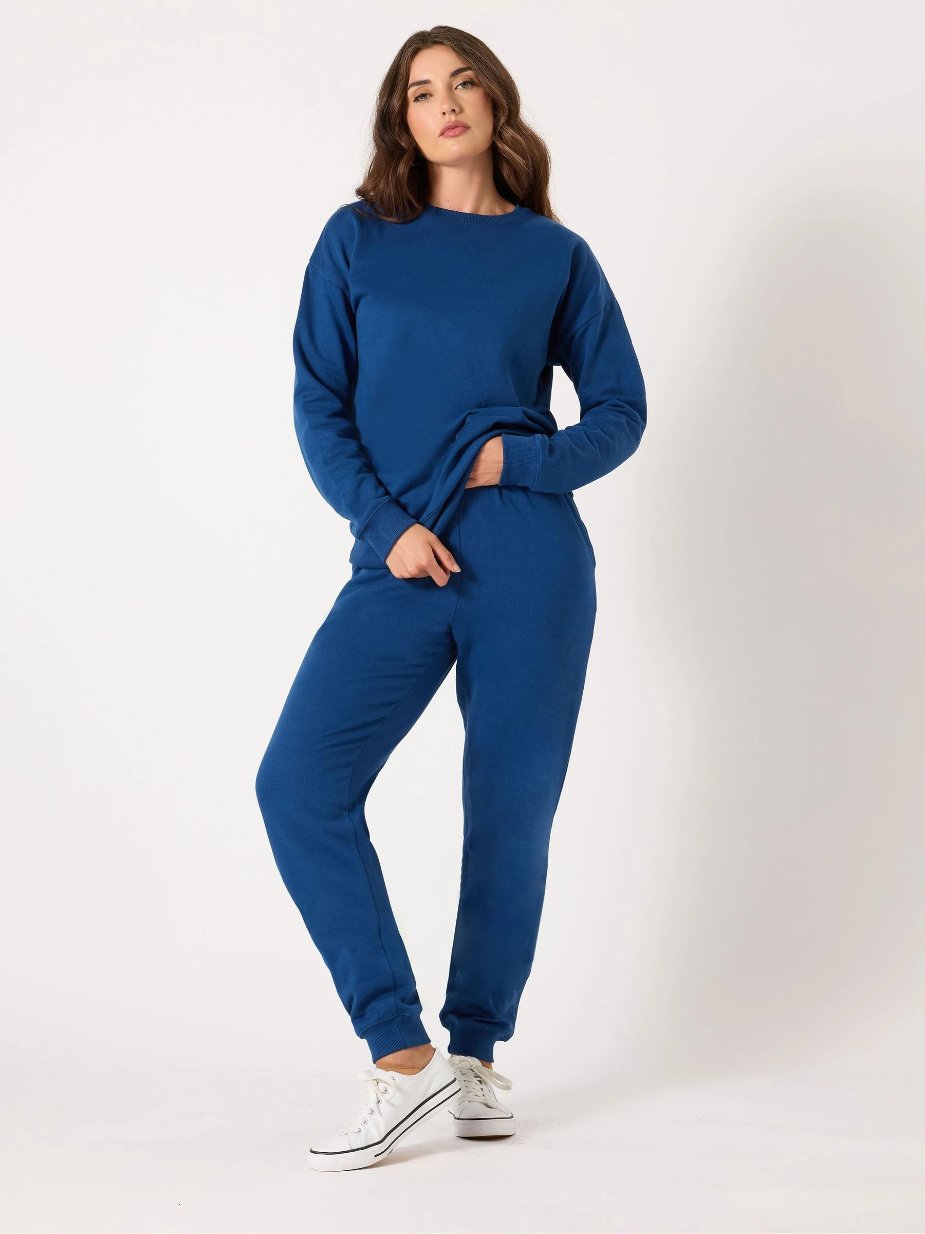 Blauw - Long Tall Sally - Joggingbroek met boorden