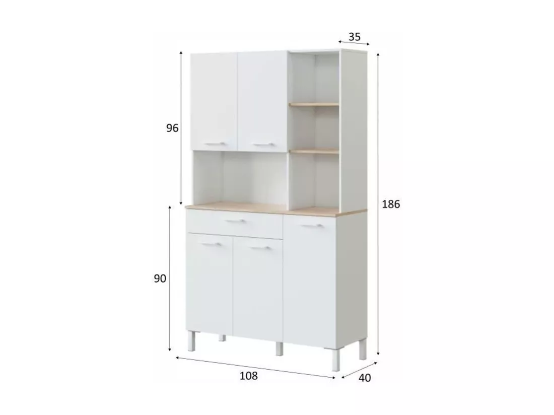 Buffet de cuisine 5 portes et 1 tiroir Kira - H186 cm