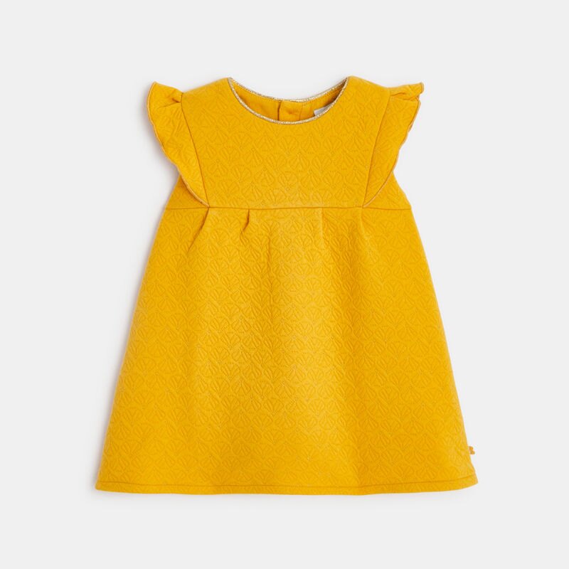 Robe coton fantaisie fleurie jaune bébé fille Jaune