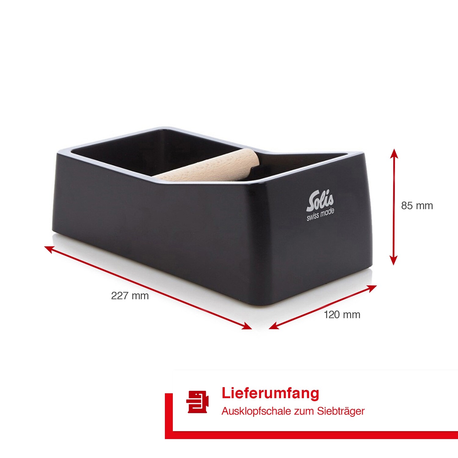 Solis Ausklopfschale für Kaffeesatz, Abklopfbehälter, Knock Box