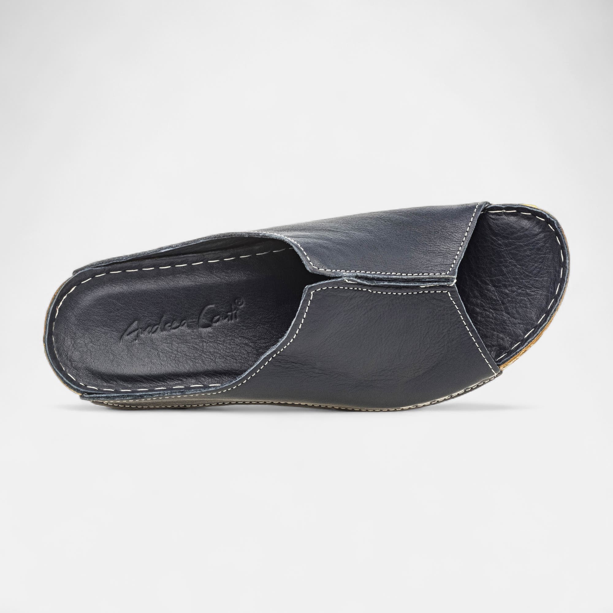 Mules Femme en cuir bleu marine