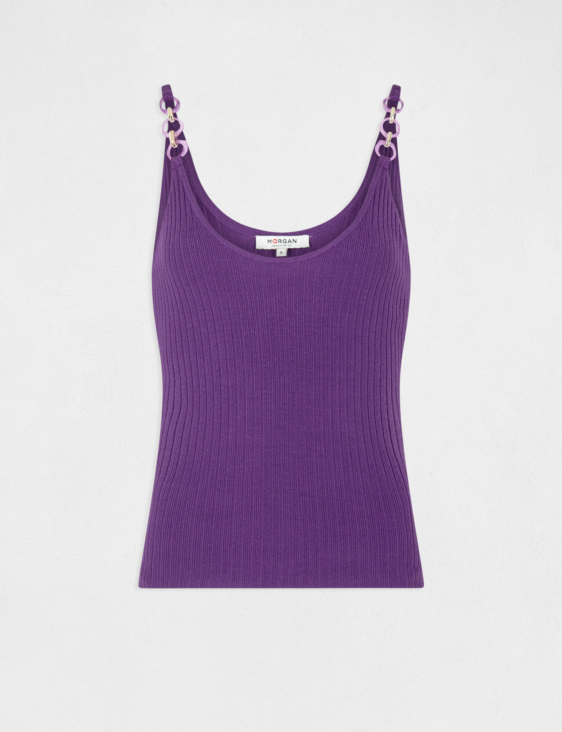 Débardeur pull avec détails chaînes violet fonce femme - violet_fonce