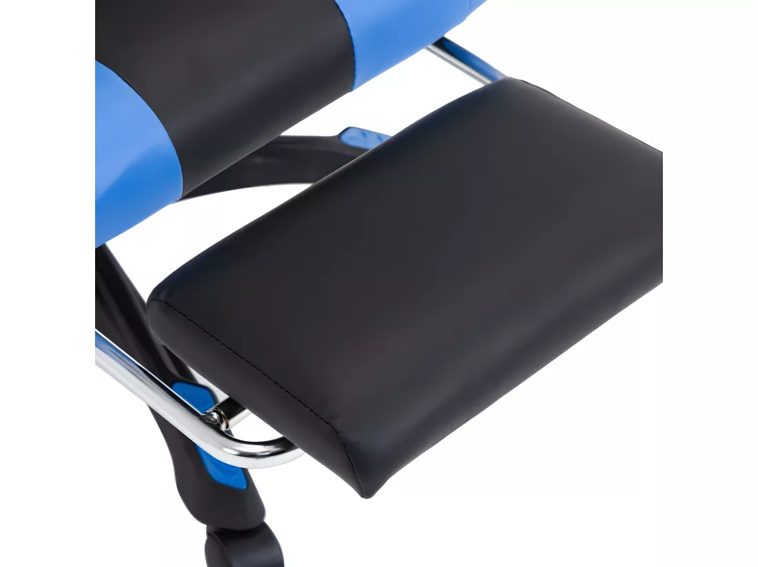 Fauteuil de jeux vidéo avec repose-pied Bleu et noir Similicuir