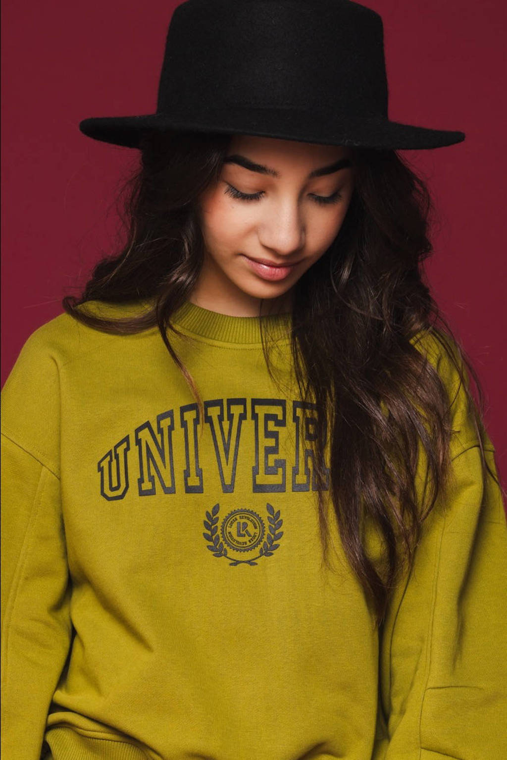 LOOXS sweater met tekst mosgroen