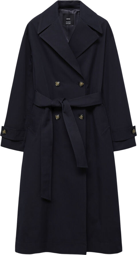MANGO Double-button trench coat Black