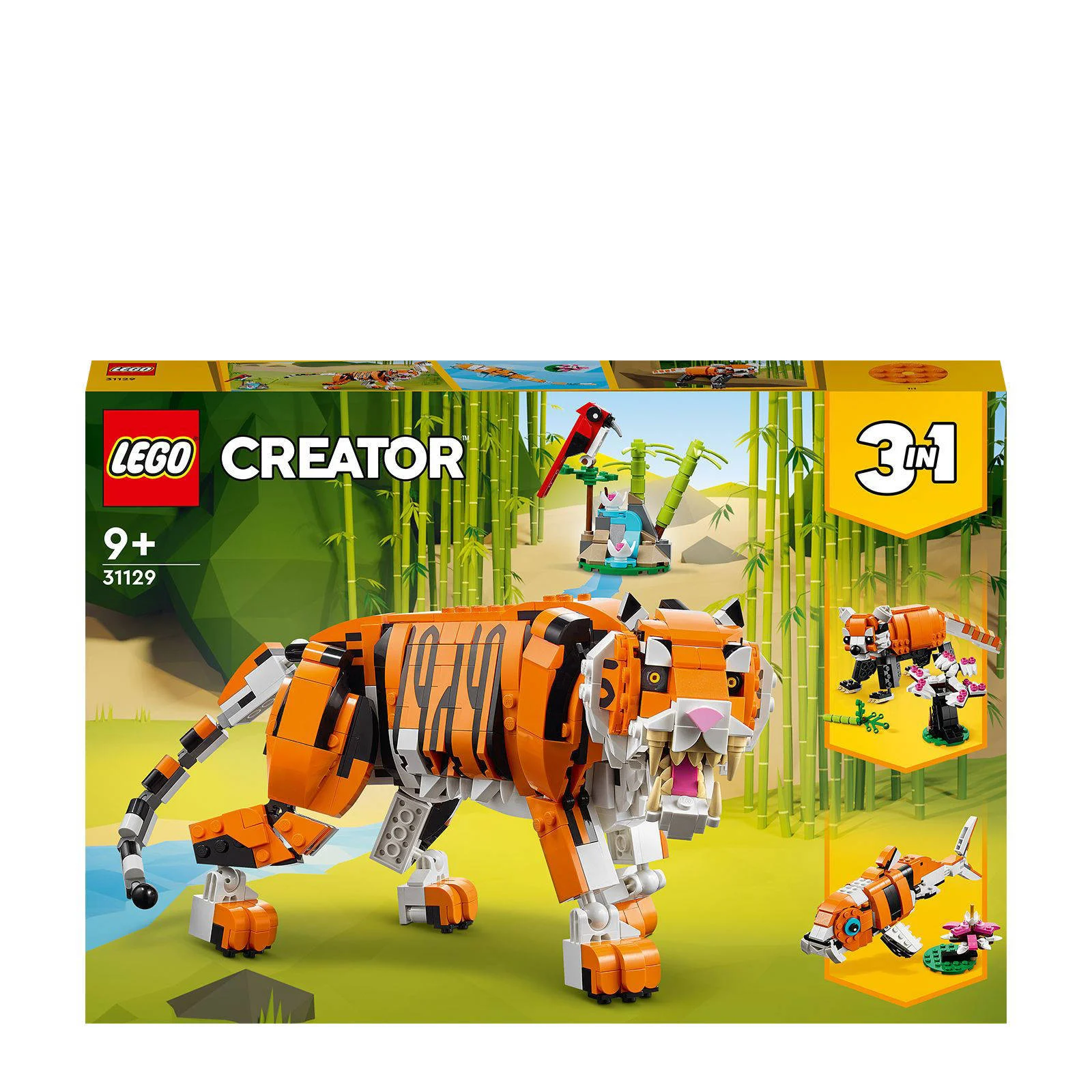 LEGO 3-in-1 Grote Tijger naar Bouwbare Rode Panda of Vis Speelgoed voor Kinderen 31129