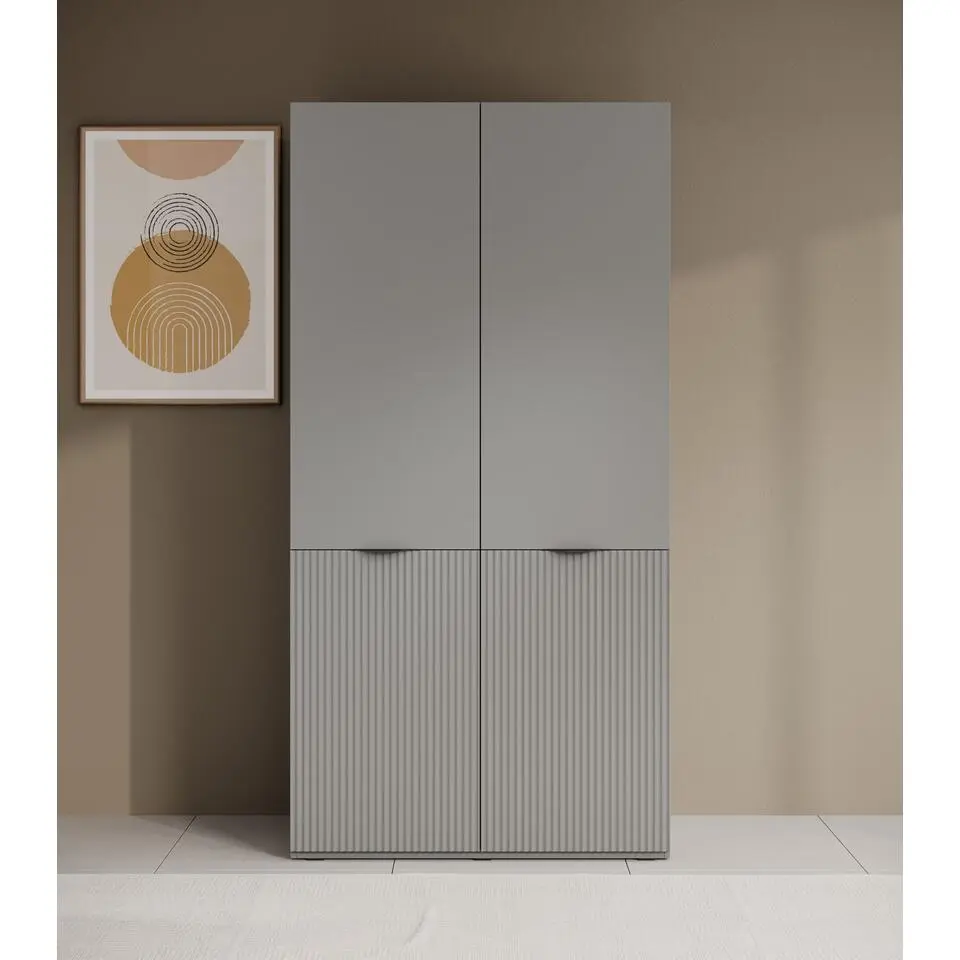 Meubella - Kledingkast Shelton - Grijs - 101 cm