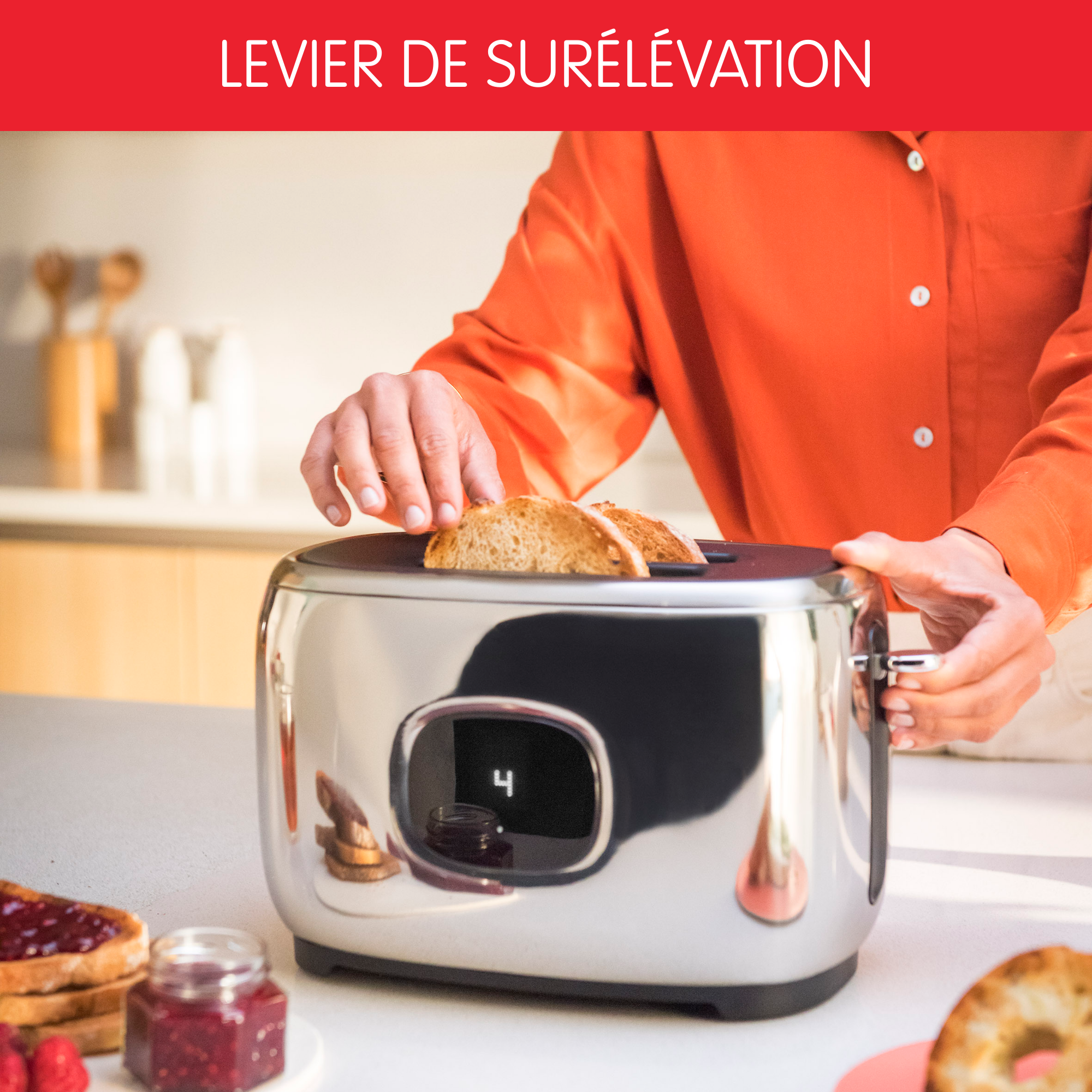 Grille Pain Inox 2 fentes Moulinex Majestuo écran tactile digital