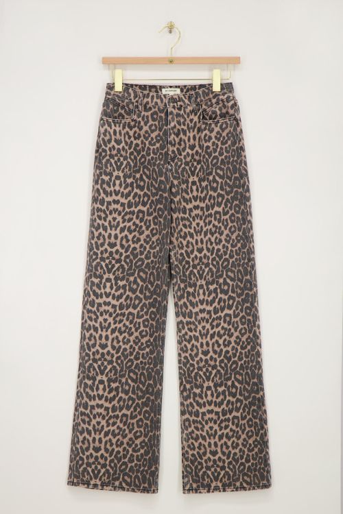 Denim jeans met panterprint