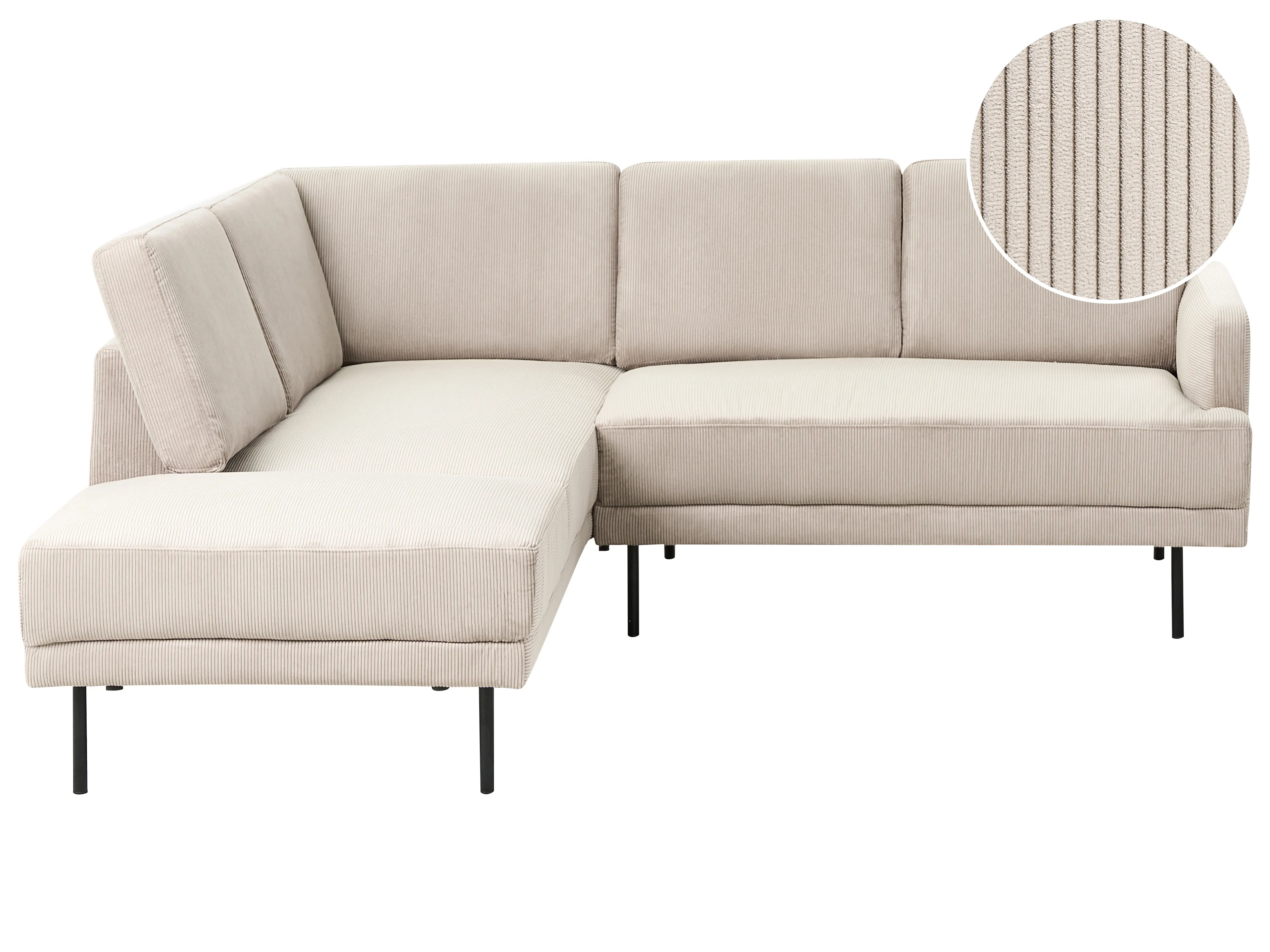 Hoekbank 4-zits BREDA Corduroy Beige rechtszijdig