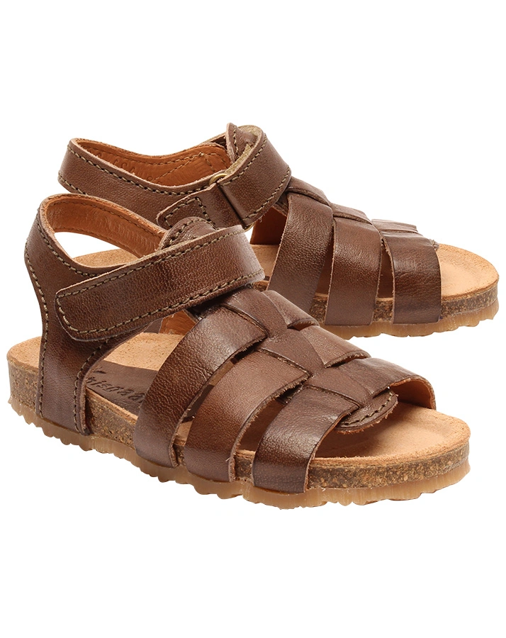 Leder-Sandalen AKSEL mit Zehenschutz in taupe