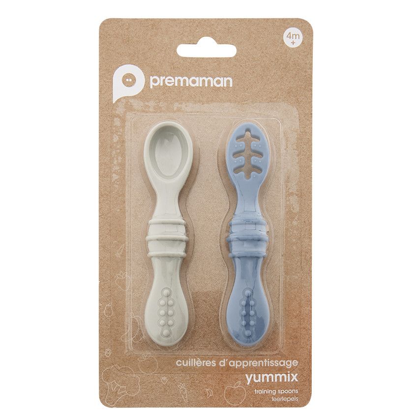 Set de 2 cuillères d'apprentissage Yummix - Bleu - Ecru