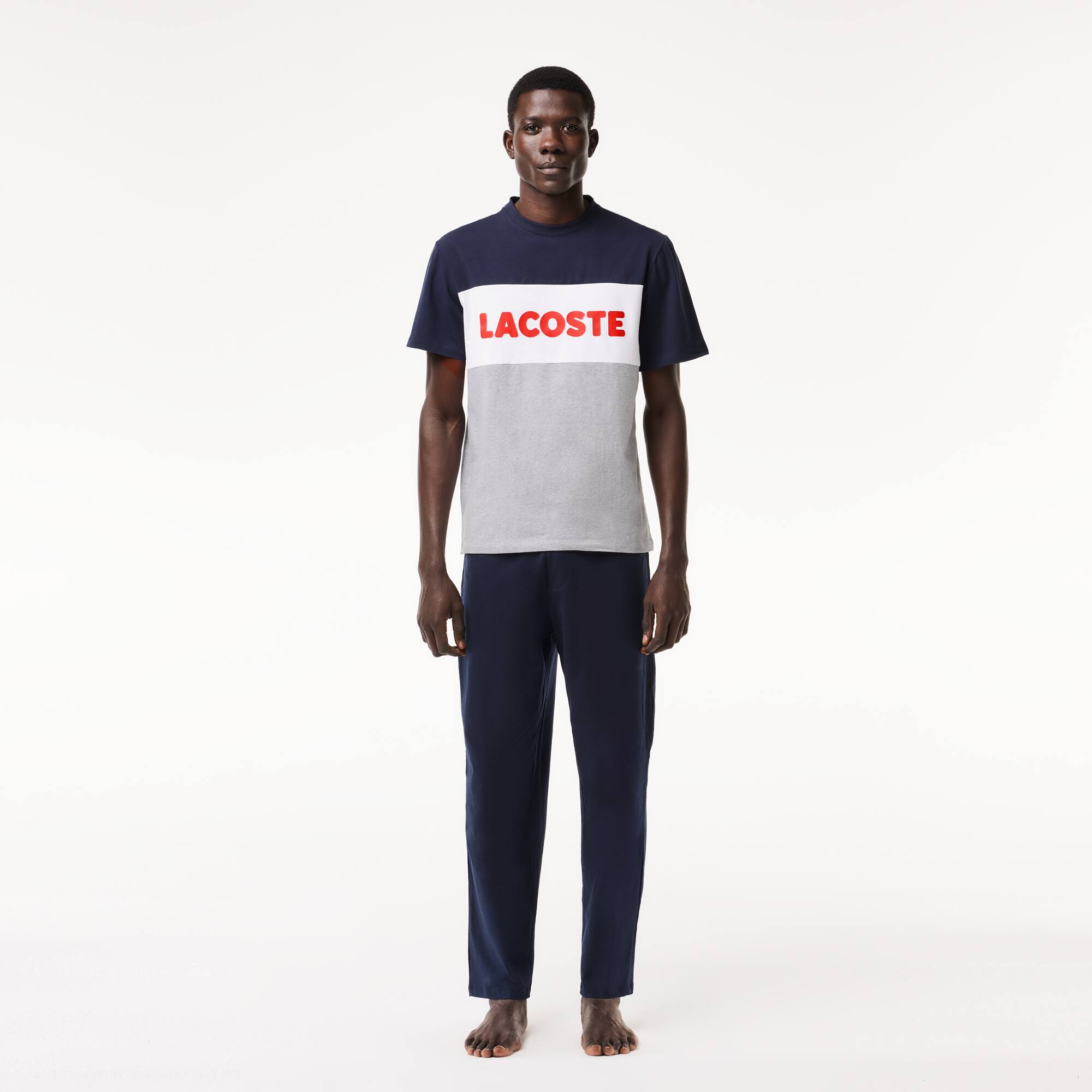 Ensemble de pyjama pantalon en coton stretch color-block Pyjamas - Gris - Lacoste - Homme