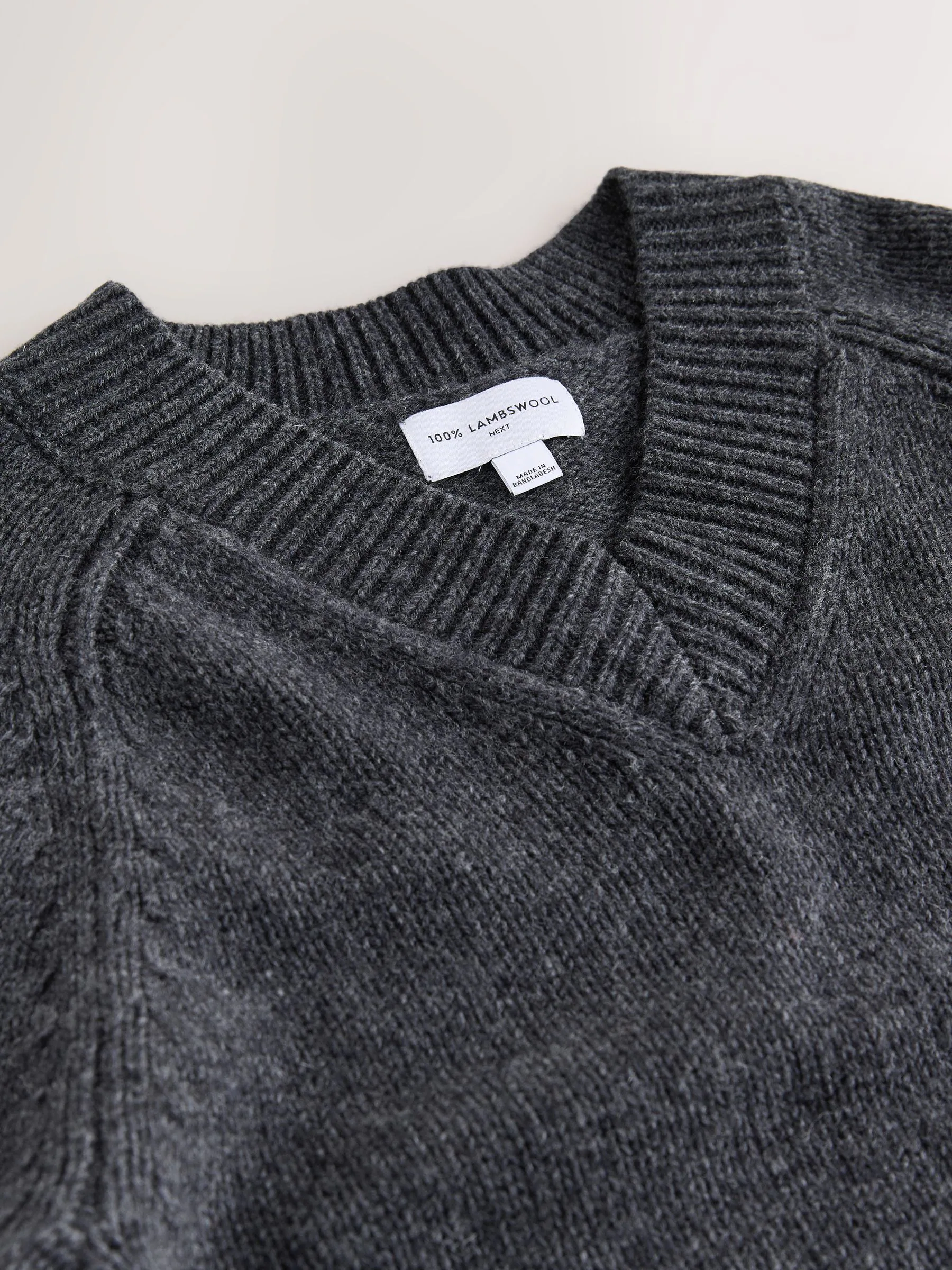 Antraciet - N.Premium 100% Merino Wool Ribbed Henley Jumper