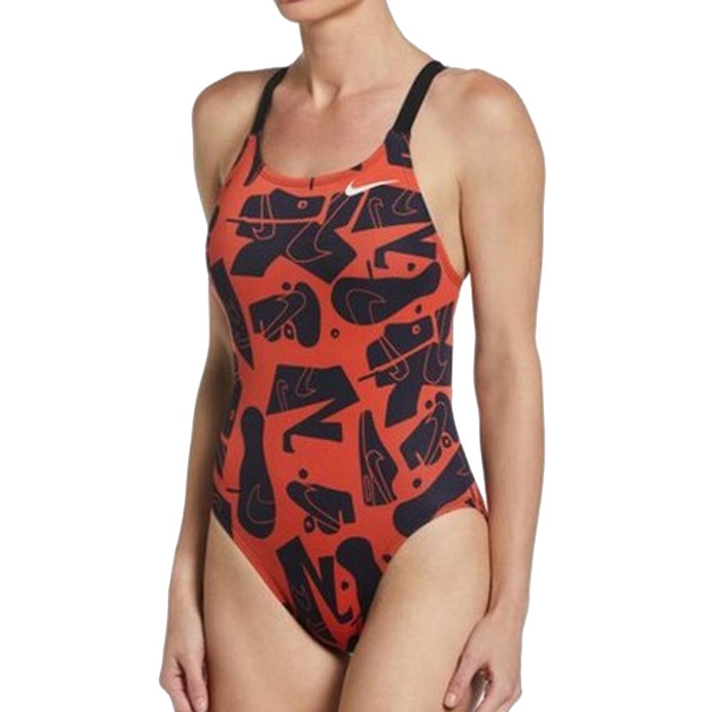 Nike Maillot de bain Noire/Rouge Femme Nike Fast Back