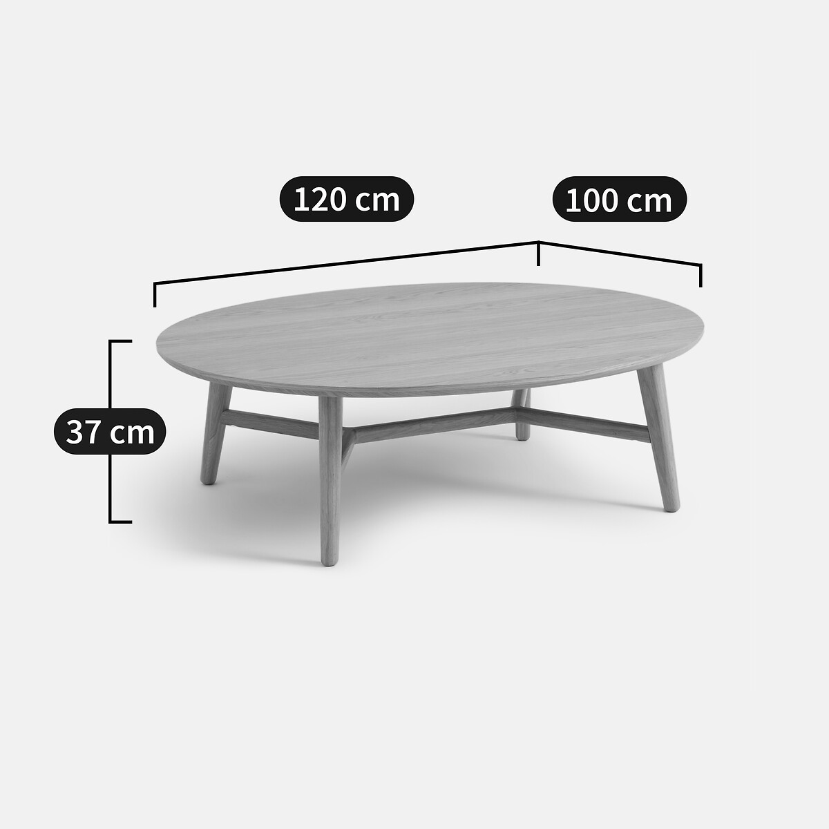 LA REDOUTE INTERIEURS<br>Mesa de centro oval, carvalho, Yvan