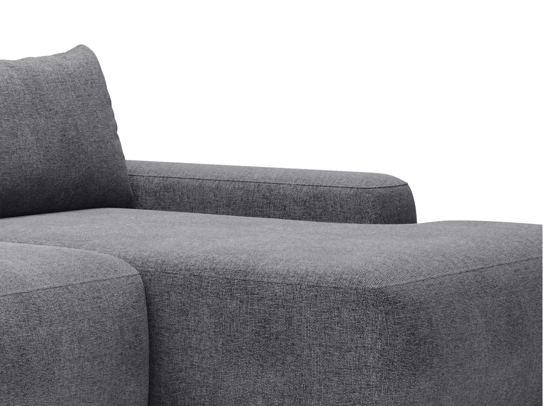 Canapé d'angle droit convertible en tissu texturé gris DAVISO