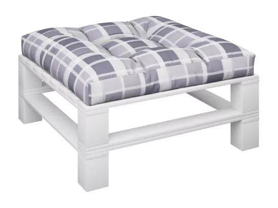 Coussin de palette motif à carreaux gris 80x80x12 cm tissu