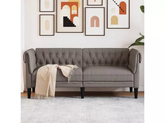 Canapé Chesterfield 2 places taupe tissu