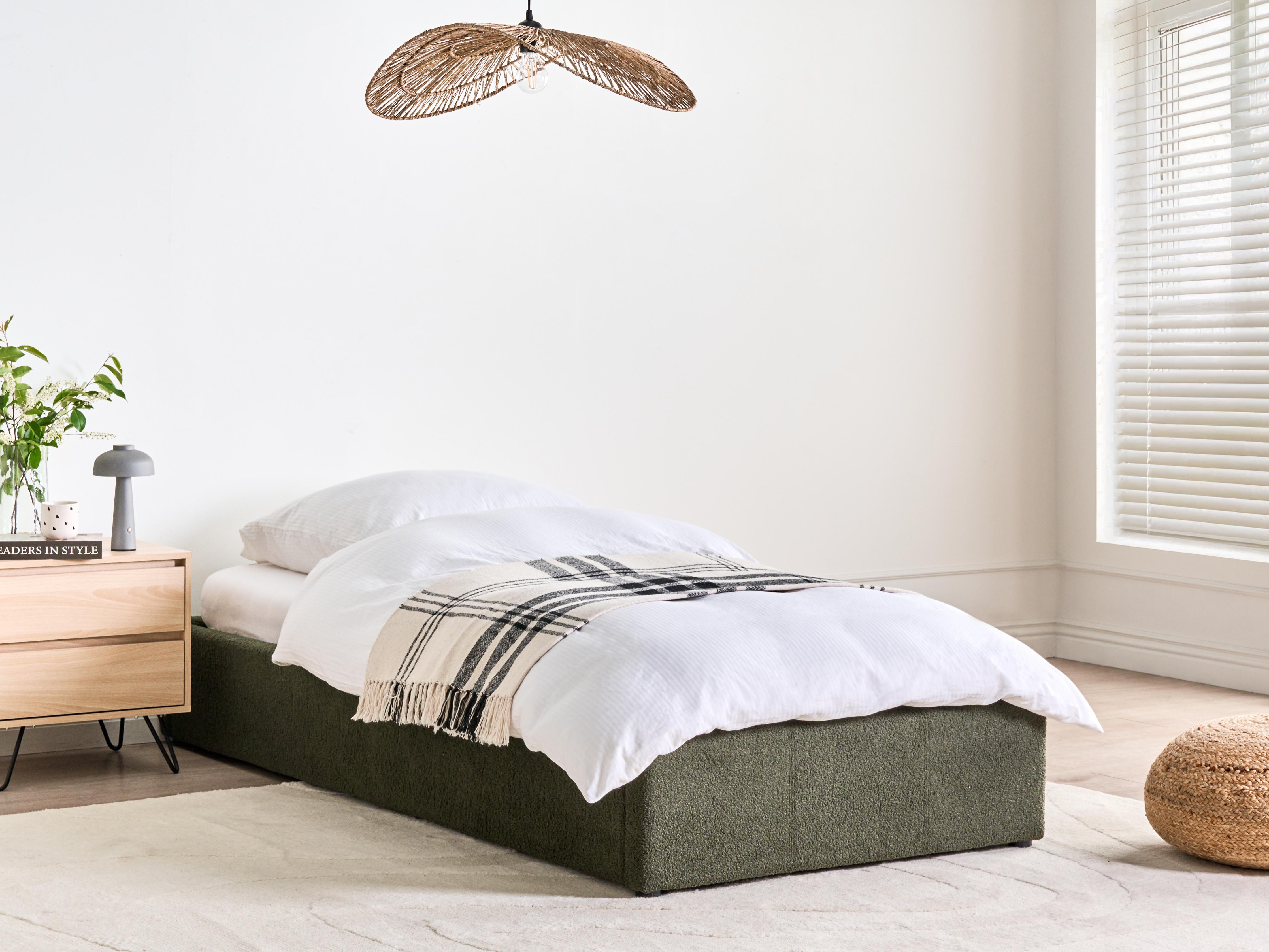 Opbergbed zonder hoofdbord Bouclé DINAN 90 x 200 cm Donkergroen
