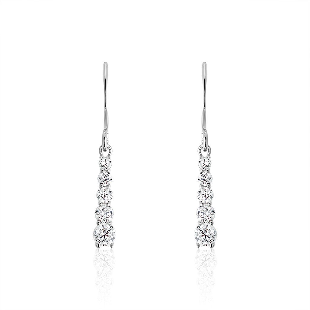 Boucles D'oreilles Pendantes Francilia Argent Blanc Oxyde De Zirconium