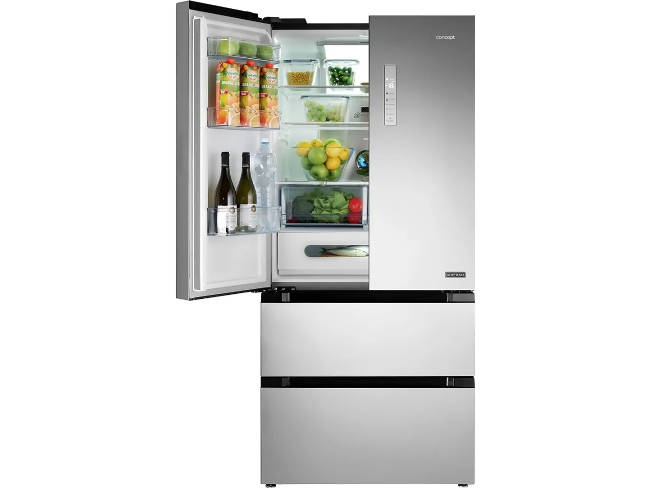 Concept LA6983SS, Fritstående, Fransk dør, Grå, Berøring, Rustfrit stål, 500 L
