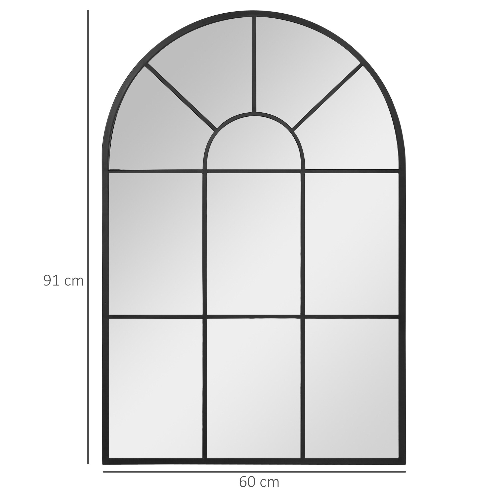 HOMCOM Wandspiegel mit Metallrahmen schwarz 91L x 2B x 60H cm