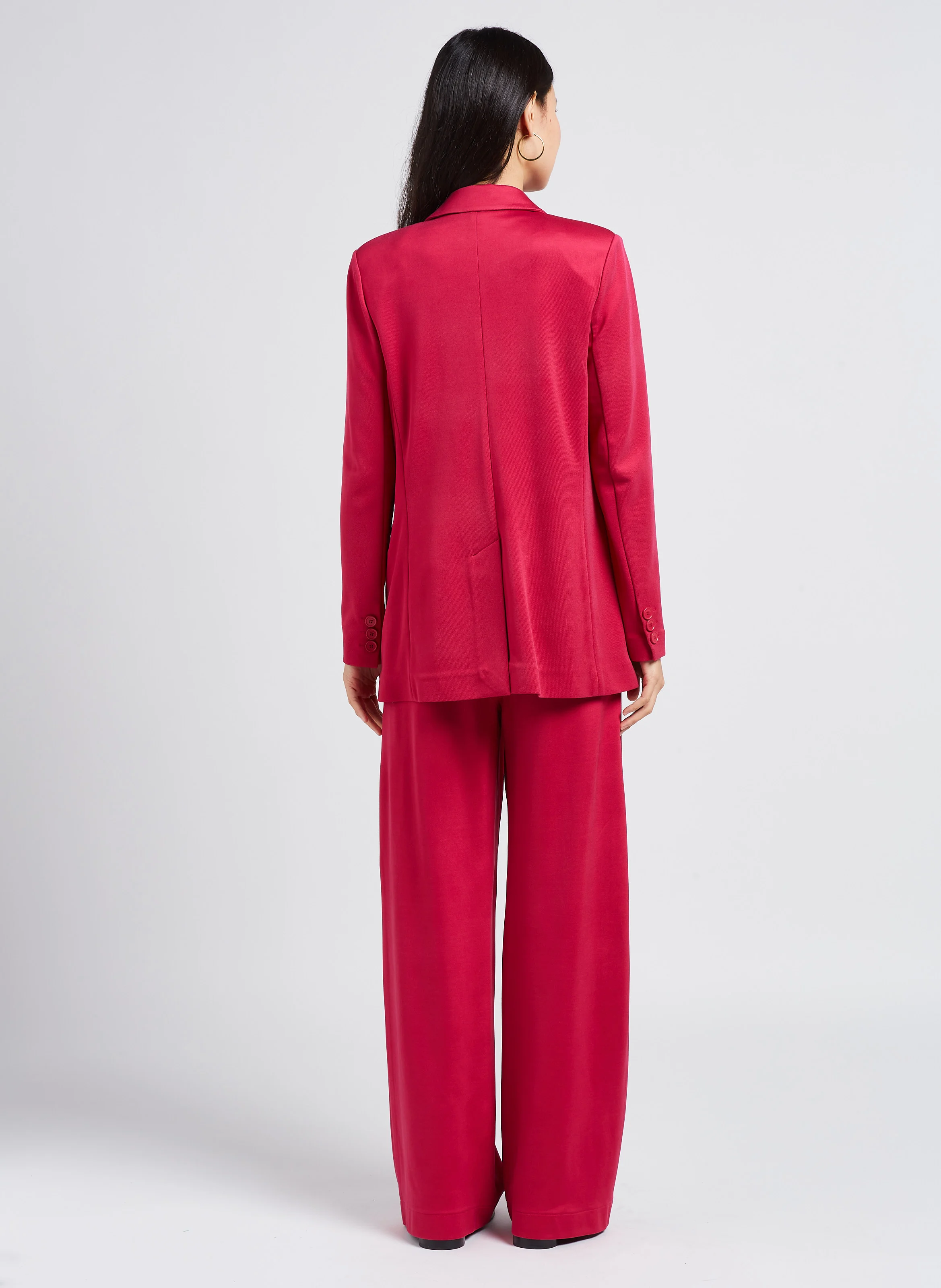 CREMA - Pantalon palazzo taille haute| Rouge
