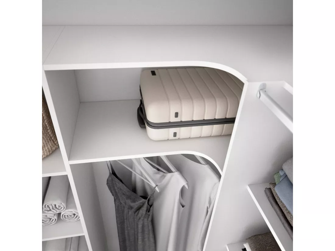 Grande Garde-robe Dharma, Meubles de chambre, Penderie de plain-pied, Placard à vêtements, 234x141 h205 cm, Blanc