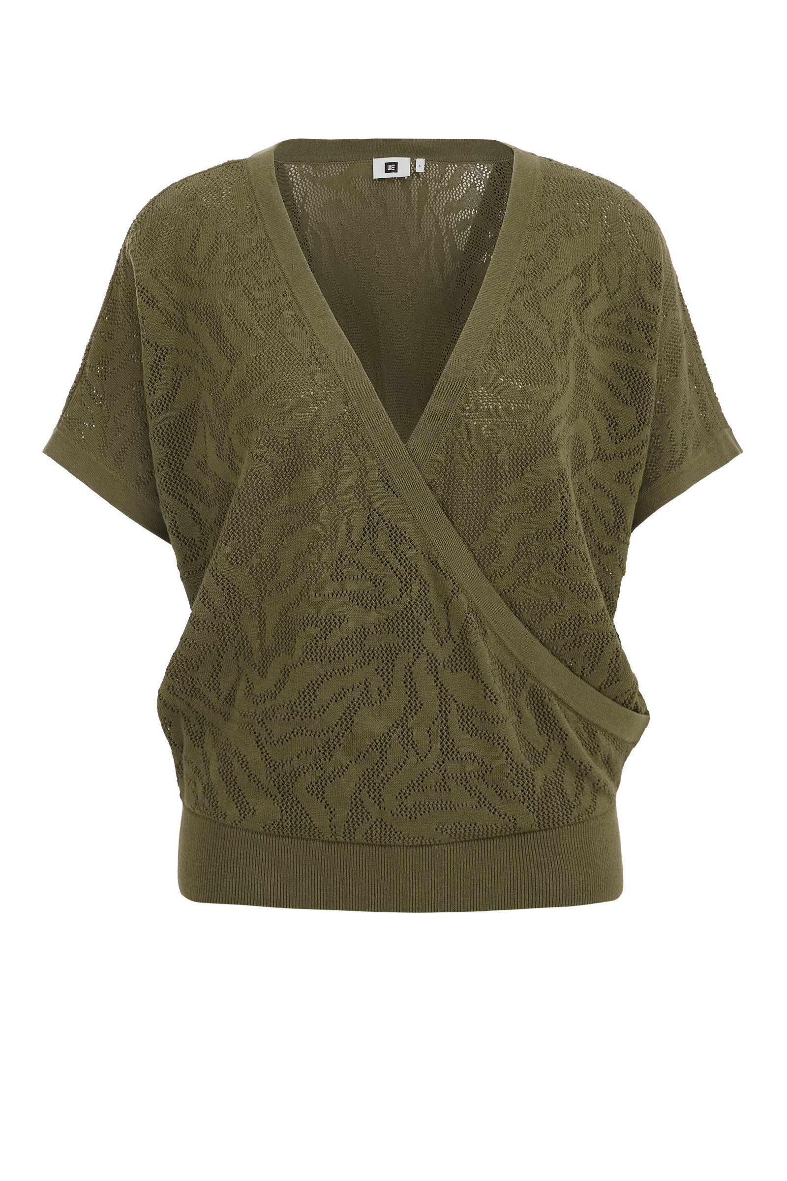 gebreide top met opengewerkt dessin WE Fashion Legergroen