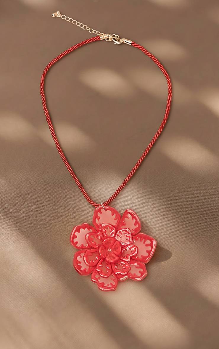 Rouge Collier Cordon Floral Corail
