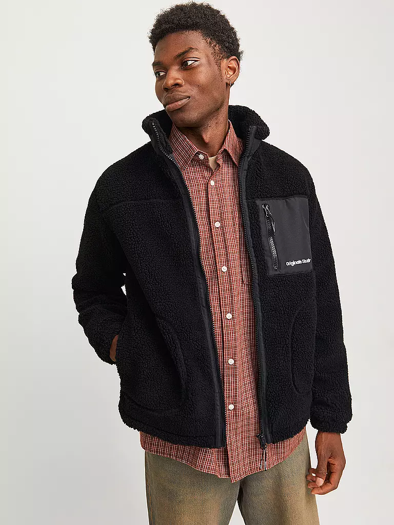 JACK & JONES Jacke in Felloptik JORVESTERBRO schwarz