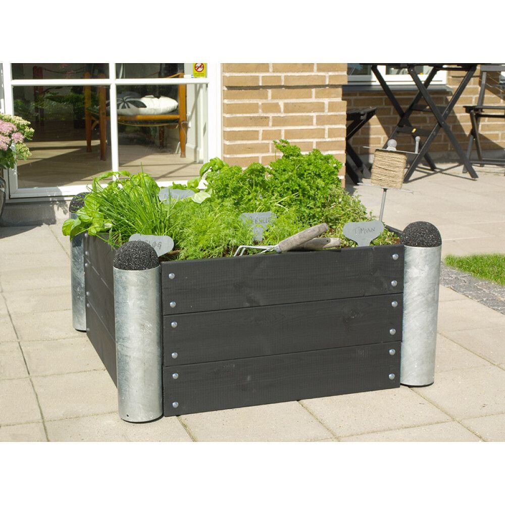 PLANTEKASSE PLUS PIPE SVART 80X80X36 CM