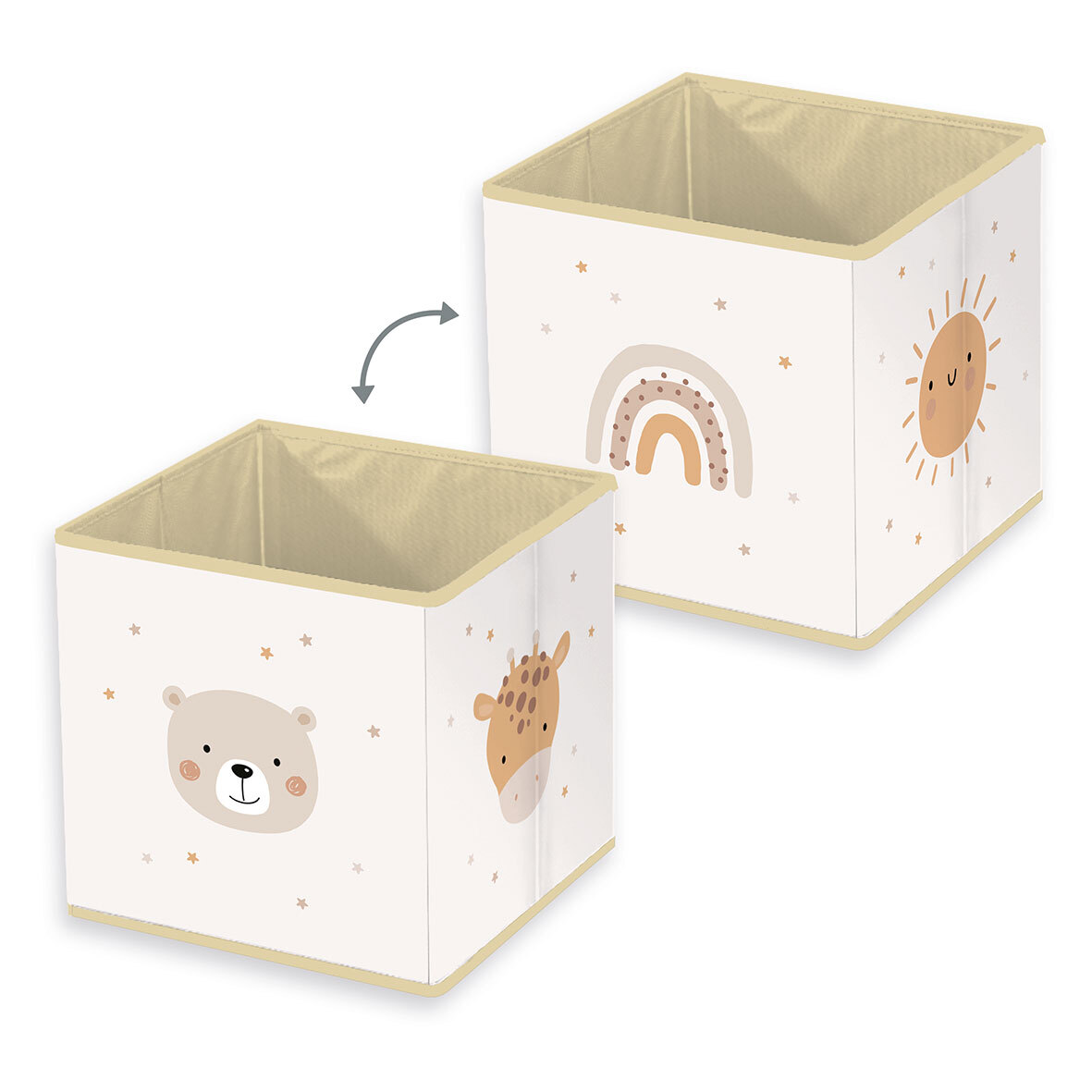 Little friends Aufbewahrungsbox - weiß-beige-gelb - 30x30 cm
