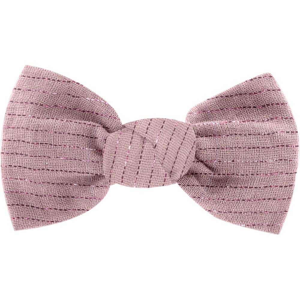 Barrette Petit Noeud Gaze Lurex Rose