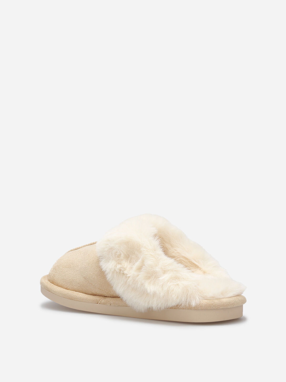 Chaussons en suédine fourrés- Beige
