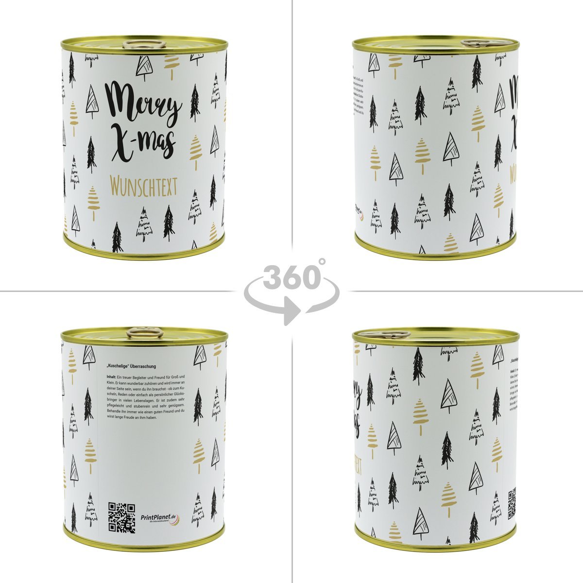 Personalisierte Geschenkdose - Teddybär (Motiv: Merry X-Mas)