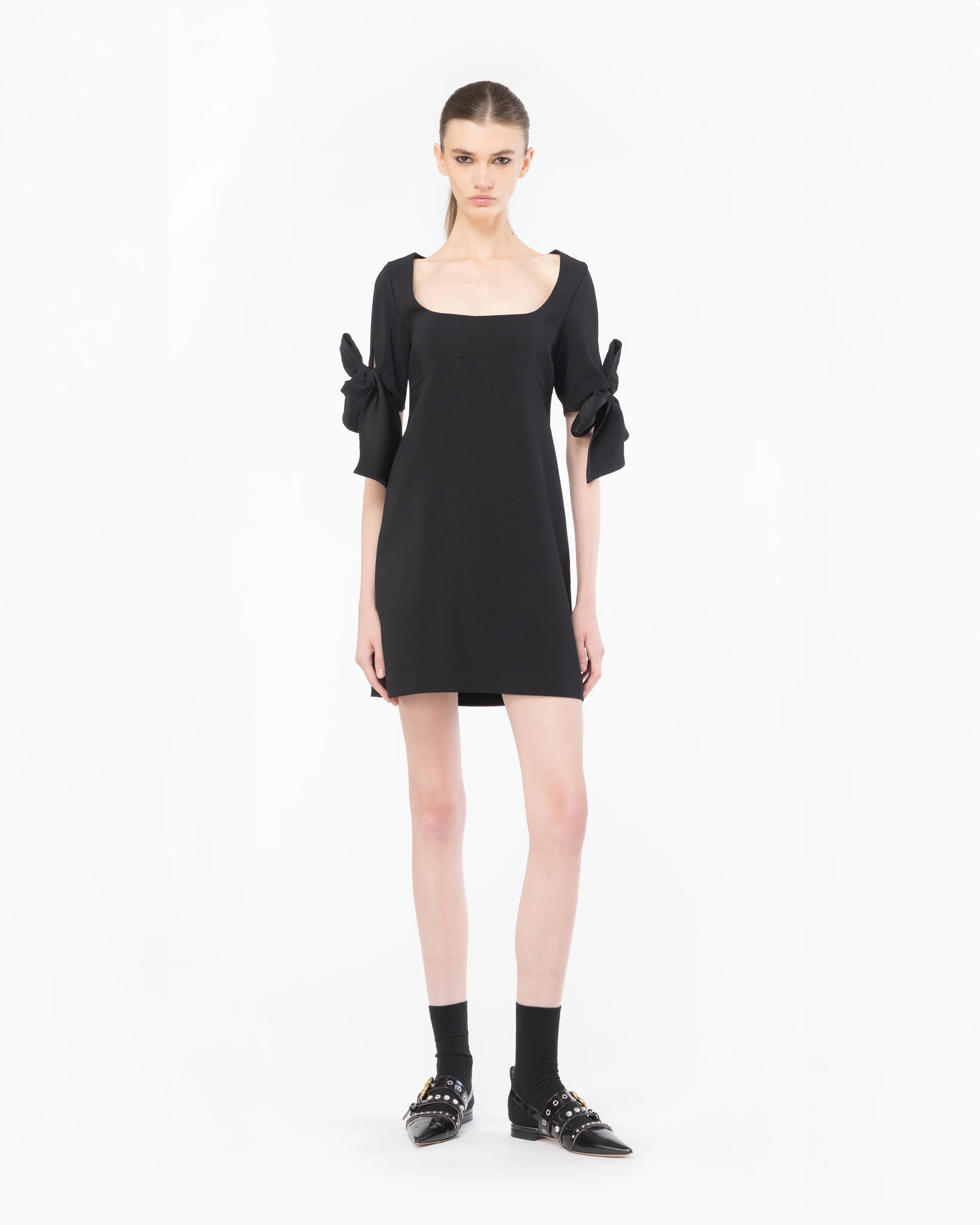Mini-robe à manches nouées | Noir