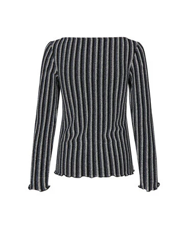 Mads Nørgaard  Glitter Jersey Lara langærmet t-shirt - Glitter stripe/ silver