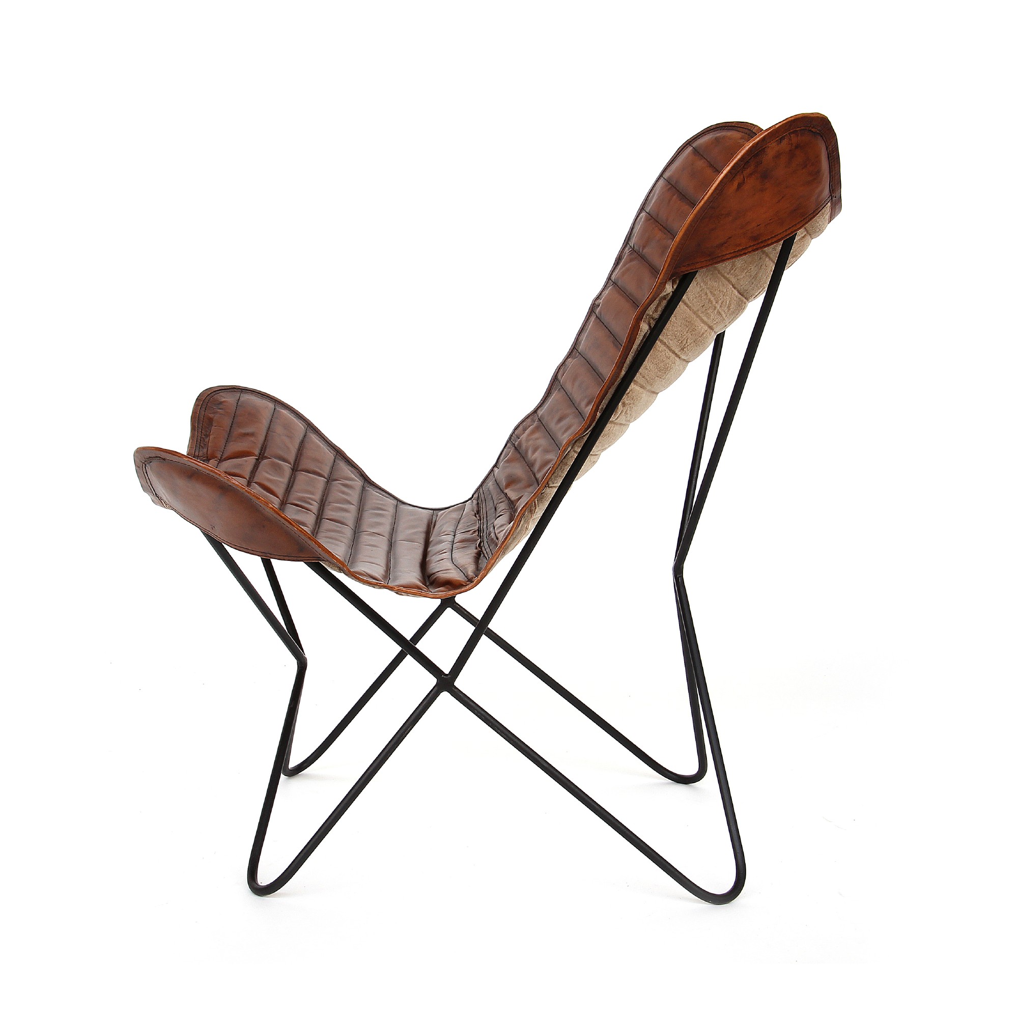 Lounger 'Steve', cognac, schwarz, T 76 cm, B 76 cm, H 90 cm von fischer's lagerhaus