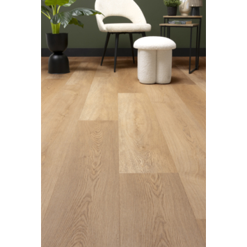 Lundia click PVC Natuur Berrit  rechte stroken bruin houtlook incl. geïntegreerde ondervloer